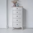 Amelie Tallboy Chest - 5 Drawer - White