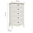 Amelie Tallboy Chest - 5 Drawer - White