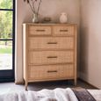 Casera Chest - 3+2 Drawer - Natural Rattan and American Oak