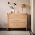 Casera Chest - 3 Drawer - Narrow - Natural Rattan and American Oak
