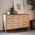 Casera Chest - 6 Drawer - Wide - Natural Rattan and American Oak