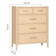 Casera Chest - 3+2 Drawer - Natural Rattan and American Oak