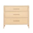 Casera Chest - 3 Drawer - Narrow - Natural Rattan and American Oak