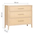 Casera Chest - 3 Drawer - Narrow - Natural Rattan and American Oak
