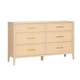 Casera Chest - 6 Drawer - Wide - Natural Rattan and American Oak