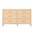 Casera Chest - 6 Drawer - Wide - Natural Rattan and American Oak