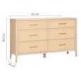 Casera Chest - 6 Drawer - Wide - Natural Rattan and American Oak