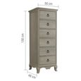 Camille Tall Chest - 6 Drawer - Grey Oak