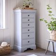 Chantilly Tall Chest - 6 Drawer - Grey Painted - Wood