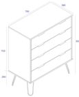 Augusta Driftwood 4 Drawer Chest with Hairpin Legs
