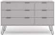 Augusta Grey 6 Drawer Wide Chest with Hairpin Legs