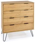 Augusta Pine 4 Drawer Chest with Hairpin Legs