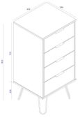 Augusta Pine 4 Drawer Narrow Chest with Hairpin Legs