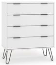 Augusta White 4 Drawer Chest with Hairpin Legs