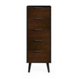 Alba Black and Walnut Narrow Chest - 5 Drawer