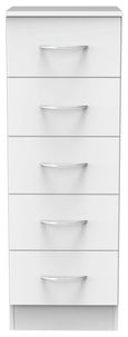 Avon White 5 Drawer Narrow Chest