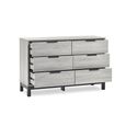 Bali Grey Oak Chest of Drawers - 6 Drawer - Wide