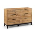 Bali Oak Chest of Drawers - 6 Drawer - Wide