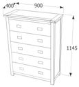 Boston Dark Wood 5 Drawer Chest