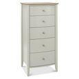 Whitby Scandi Oak & Soft Grey Chest - 5 Drawer