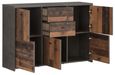 Best Grey Concrete Effect and Vintage Wood  2 Drawer 5 Door Wide Chest