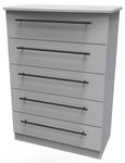 Beverley Grey 5 Drawer Chest