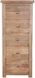 Bombay Solid Mango Wood 5 Drawer Narrow Chest