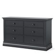 Bordeaux Wide Chest - 6 Drawer - Charcoal
