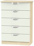 Camden Cashmere Gloss and Oak Effect 5 Drawer Chest