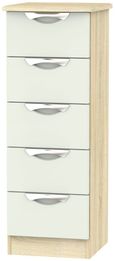 Camden Cashmere and Oak Effect 5 Drawer Narrow Chest