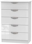 Camden White Gloss 5 Drawer Chest