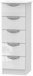 Camden White Gloss 5 Drawer Narrow Chest