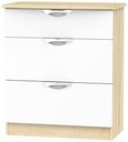 Camden White Gloss and Oak Effect 3 Drawer Deep Chest