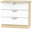 Camden White Gloss and Oak Effect 3 Drawer Small Chest