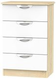 Camden White Gloss and Oak Effect 4 Drawer Midi Chest