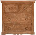 Carved Mango Wood 4 Drawer Chest