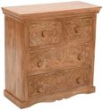 Carved Mango Wood 4 Drawer Chest