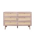 Clearance - Ferrero Natural and Woven Rattan 6 Drawer Wide Chest
