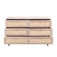 Clearance - Ferrero Natural and Woven Rattan 6 Drawer Wide Chest