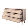 Clearance - Ferrero Natural and Woven Rattan 6 Drawer Wide Chest