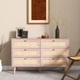 Clearance - Ferrero Natural and Woven Rattan 6 Drawer Wide Chest