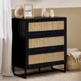 Clearance - Padstow Black and Rattan 3 Drawer Small Chest - FSS16386