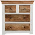 Coastal White and Wood 4 Drawer Chest