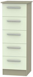 Contrast Cream and Mushroom 5 Drawer Narrow Chest