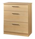 Contrast Elm Wood 3 Drawer Deep Chest