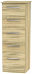Contrast Modern Oak 5 Drawer Narrow Chest