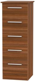 Contrast Noche Walnut 5 Drawer Narrow Chest