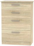 Contrast Oak Effect 4 Drawer Deep Chest
