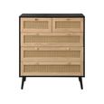 Croxley Chest - 2+3 Drawer - Black and Rattan