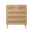 Croxley Chest - 2+3 Drawer - Oak and Rattan